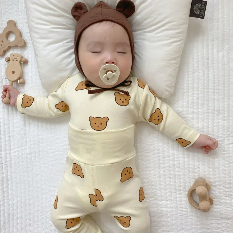 Pyjama bébé en coton – imprimé ours, protège-ventre