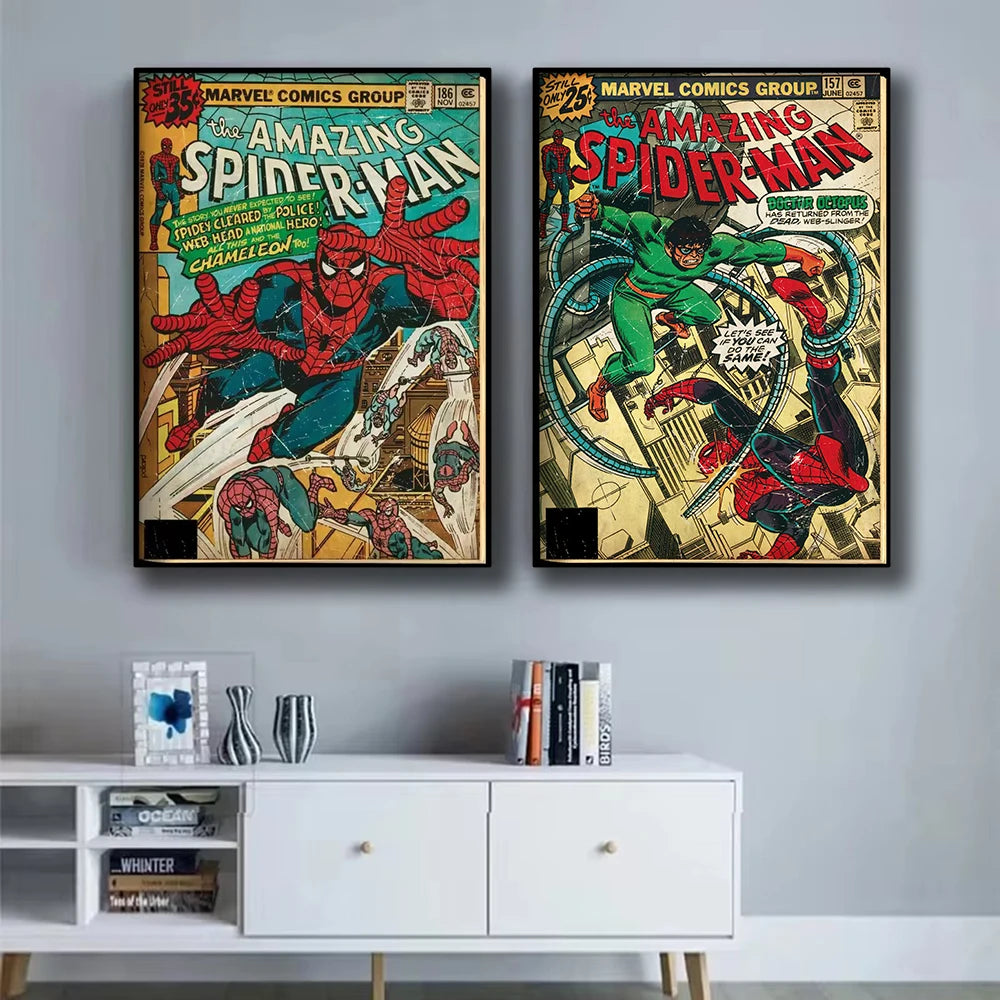 Affiche déco Marvel Spider-Man – art mural rétro sur toile