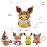Peluche Pokémon Pikachu en cosplay (20-30 cm) – Évoli, Rayquaza, Dracaufeu