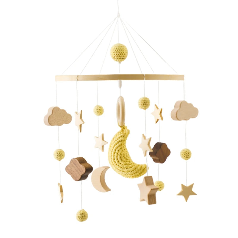 Mobile musical pour lit de bébé en bois, hochets en feutre doux, animaux de dessin animé, boîte à musique pour nouveau-né, jouet suspendu, support de lit, cadeaux pour bébé