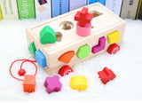 Montessori Wooden Shape Sorter & Pull Toy (16-Hole Cognitive Box)