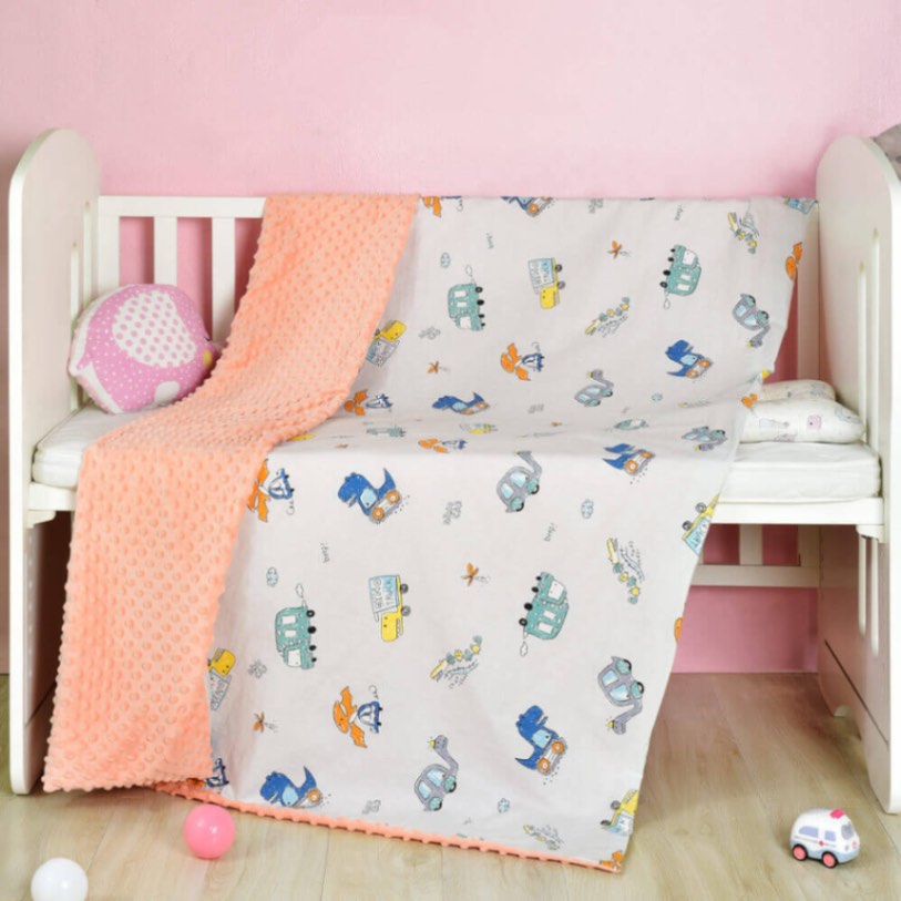 Couverture Sensorielle Bébé Recto-Verso (Coton & Points Minky 3D)