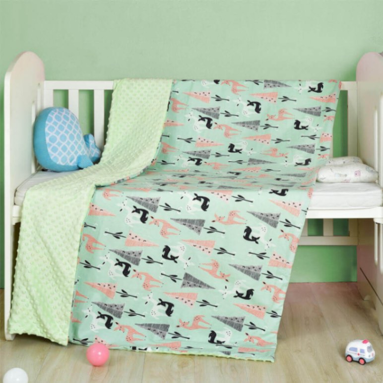 Couverture Sensorielle Bébé Recto-Verso (Coton & Points Minky 3D)