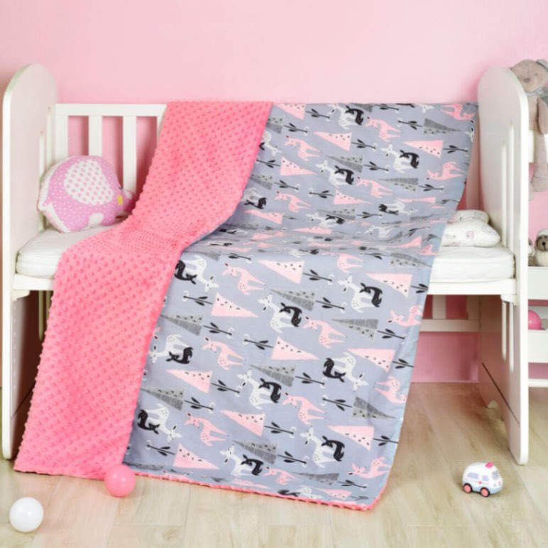 Couverture Sensorielle Bébé Recto-Verso (Coton & Points Minky 3D)