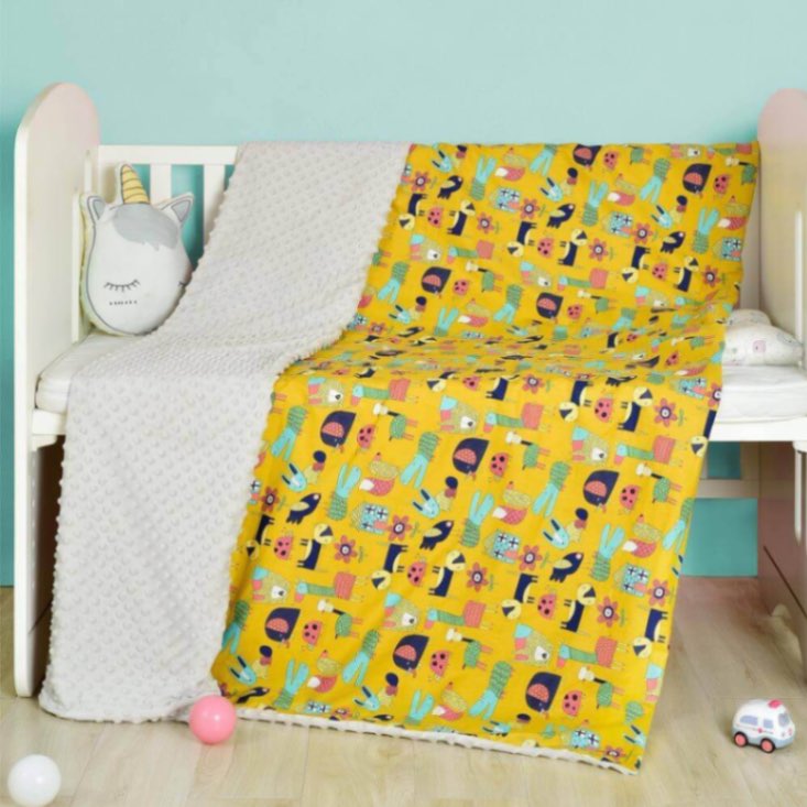 Couverture Sensorielle Bébé Recto-Verso (Coton & Points Minky 3D)