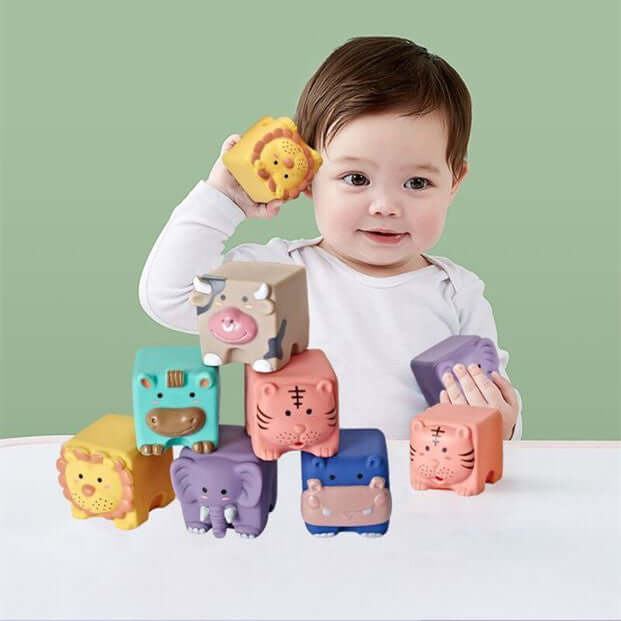 Montessori Soft Stacking Blocks (Numbers, Animals, and Textures)