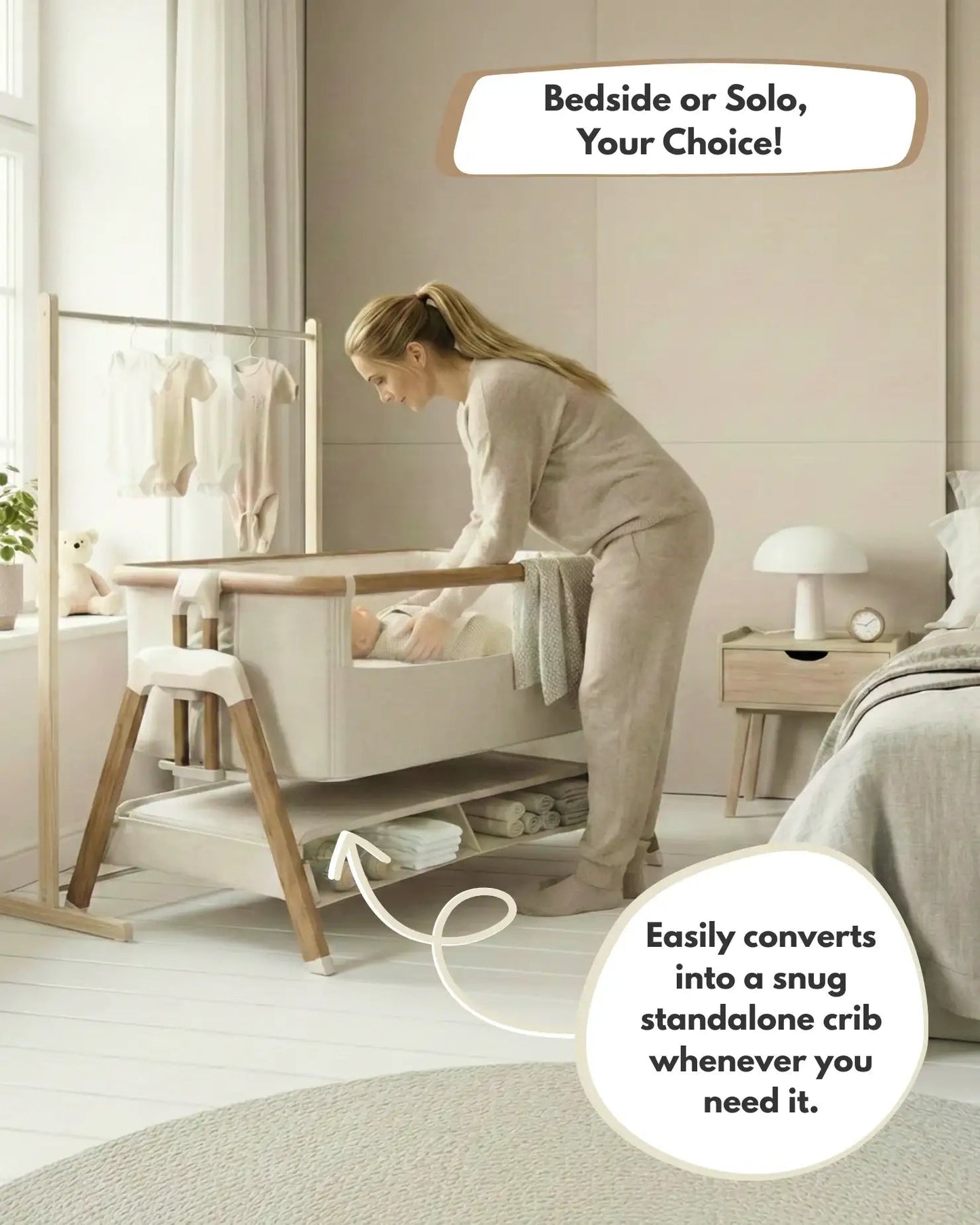 Culla Sona Comodino e Rilassamento Sorvegliato - Beige