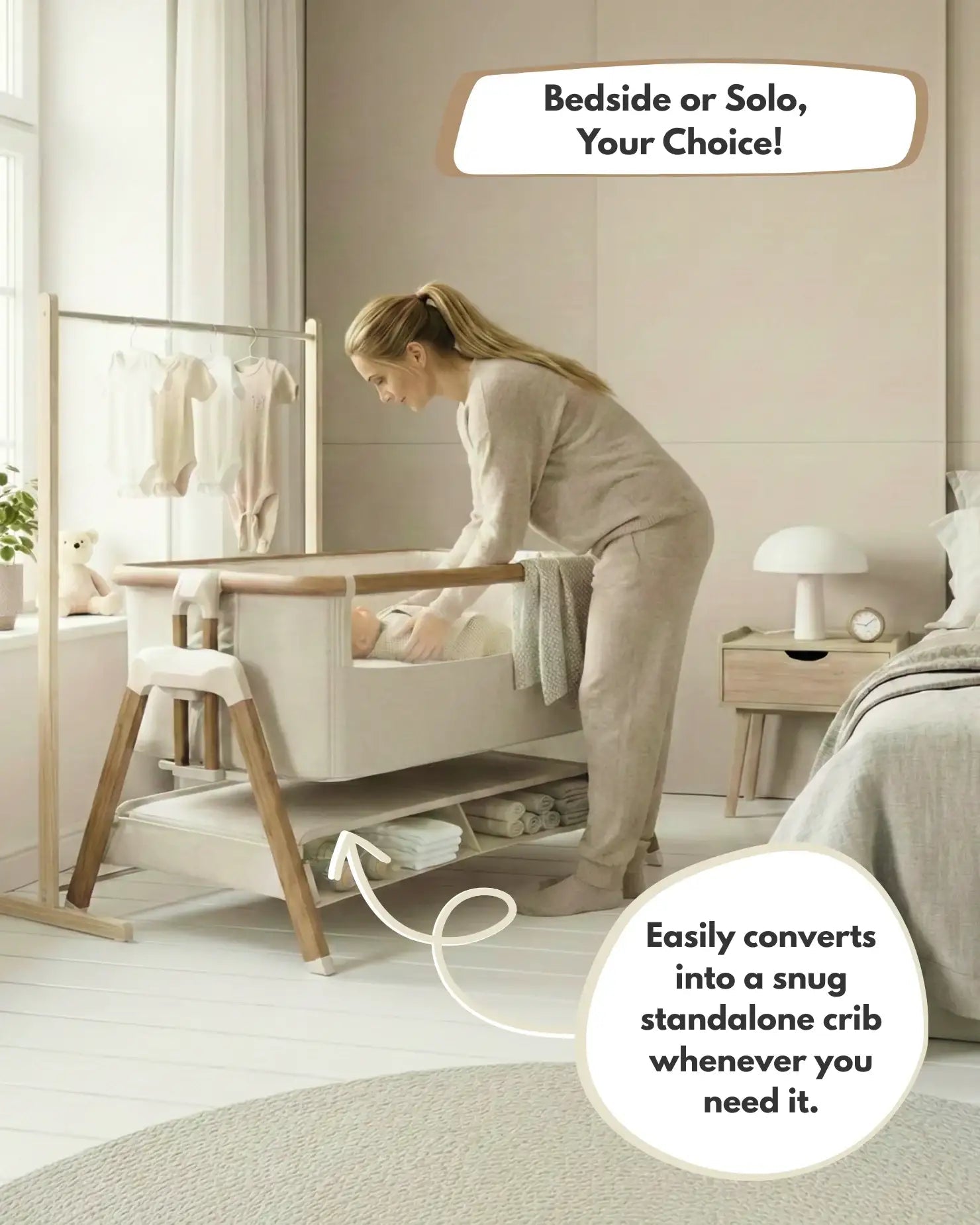 Culla Sona Comodino e Rilassamento Sorvegliato - Beige