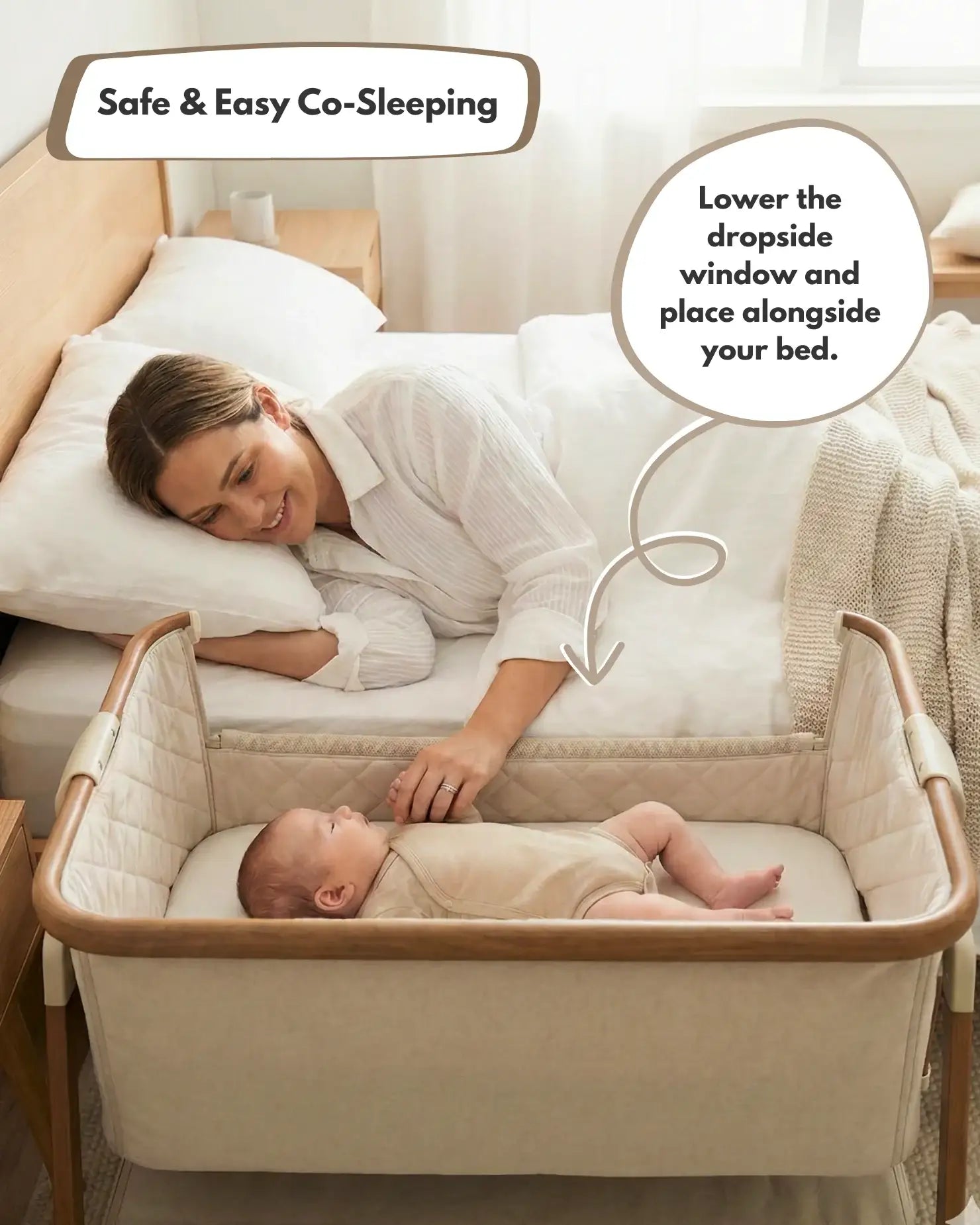 Culla Sona Comodino e Rilassamento Sorvegliato - Beige