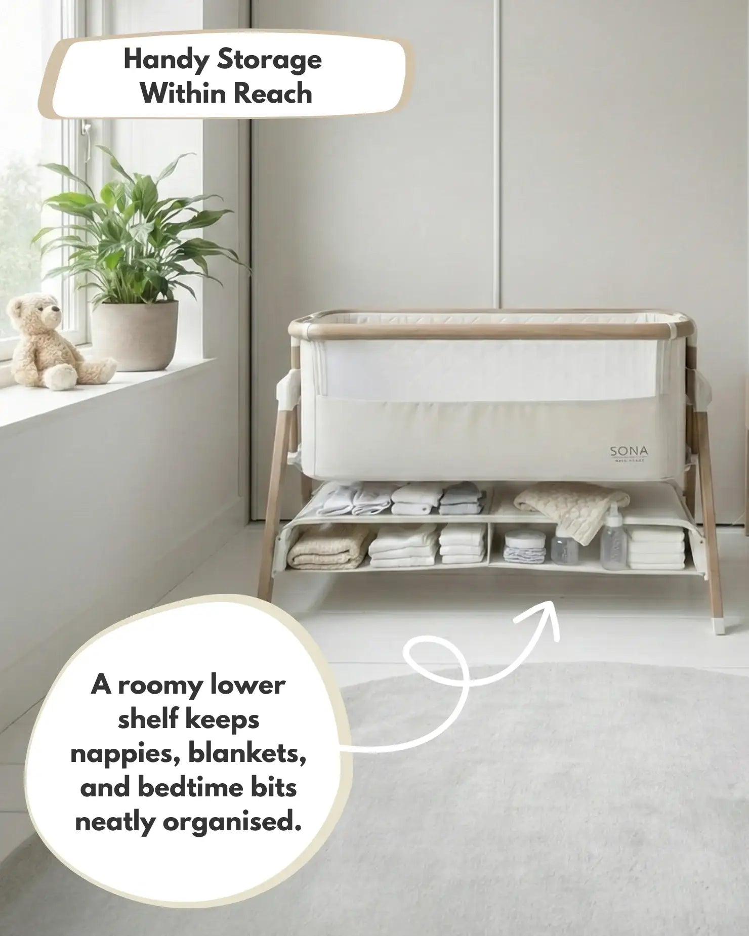 Culla Sona Comodino e Rilassamento Sorvegliato - Beige