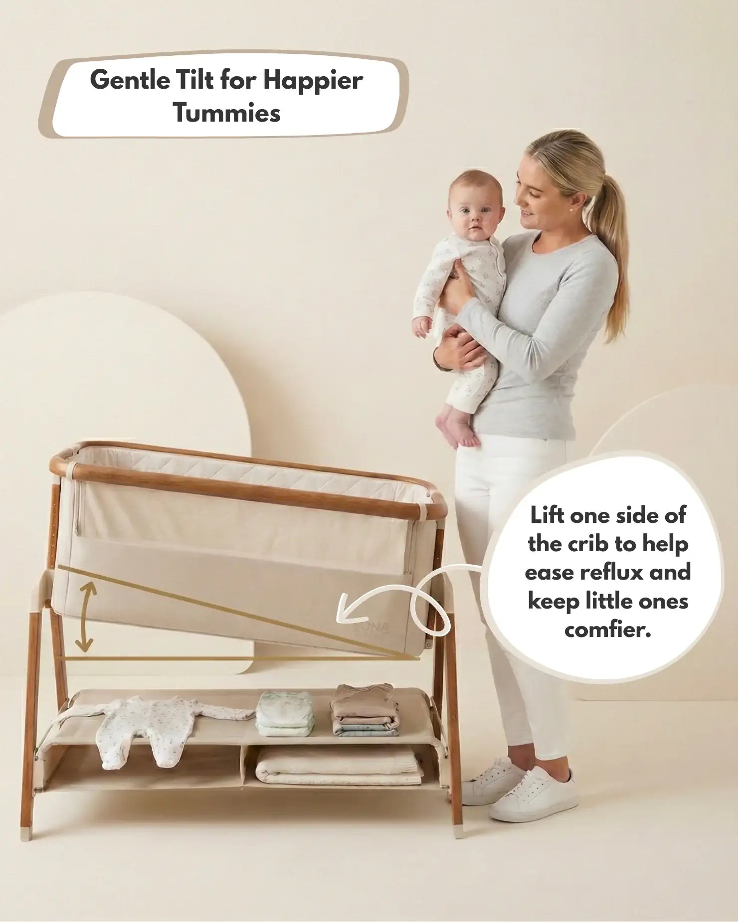 Culla Sona Comodino e Rilassamento Sorvegliato - Beige