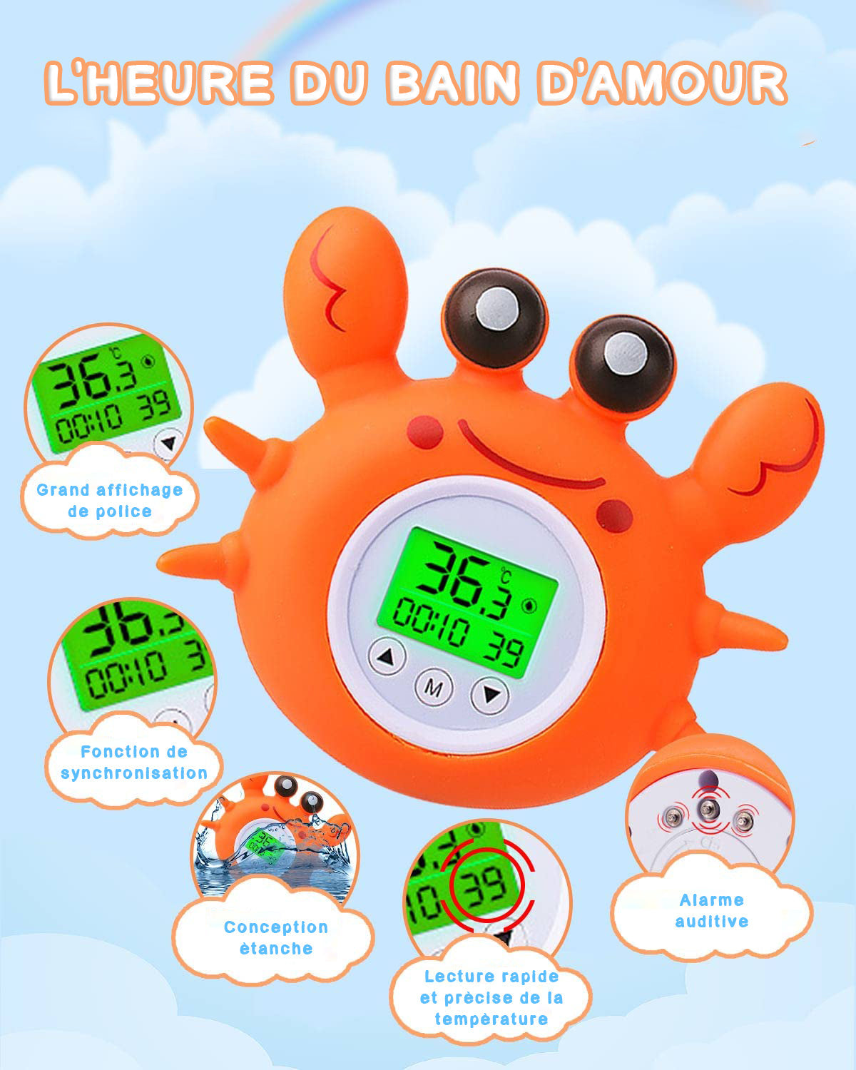Crab-Shaped Baby Bath Thermometer