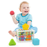 Montessori Sensory Shape Sorting Bin (Elastic Activity Cube)