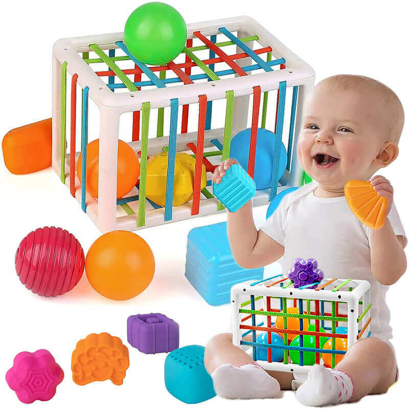 Montessori Sensory Shape Sorting Bin (Elastic Activity Cube)