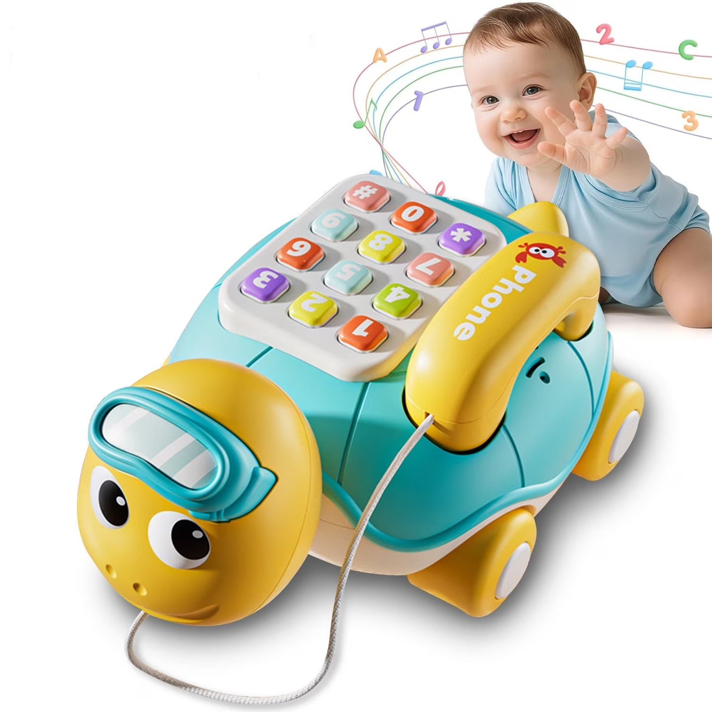 Tartaruga Musicale per Neonati con Telefono Interattivo