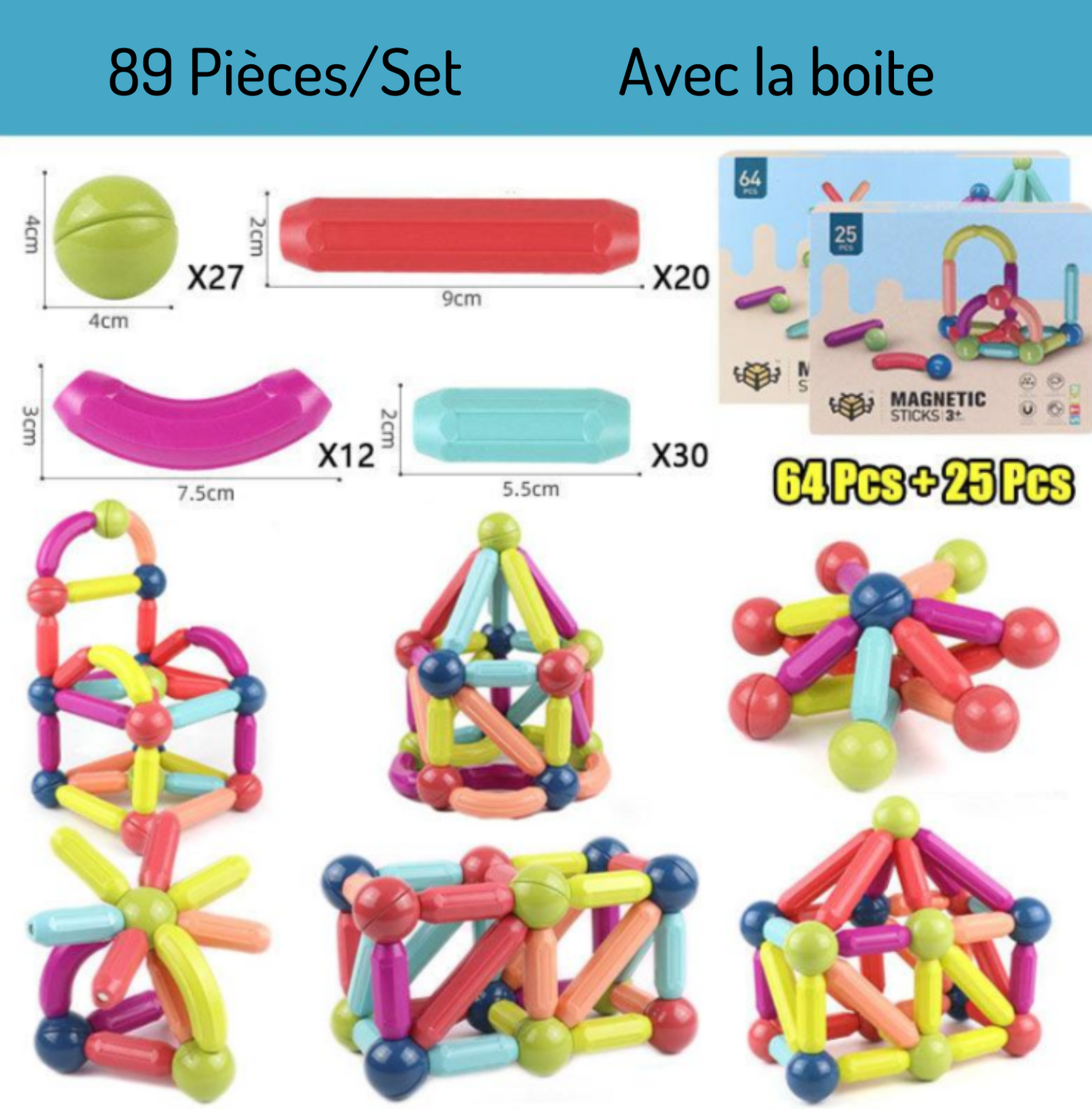Jeu de bloc contruction magnétique Montessori - Magnetoy™