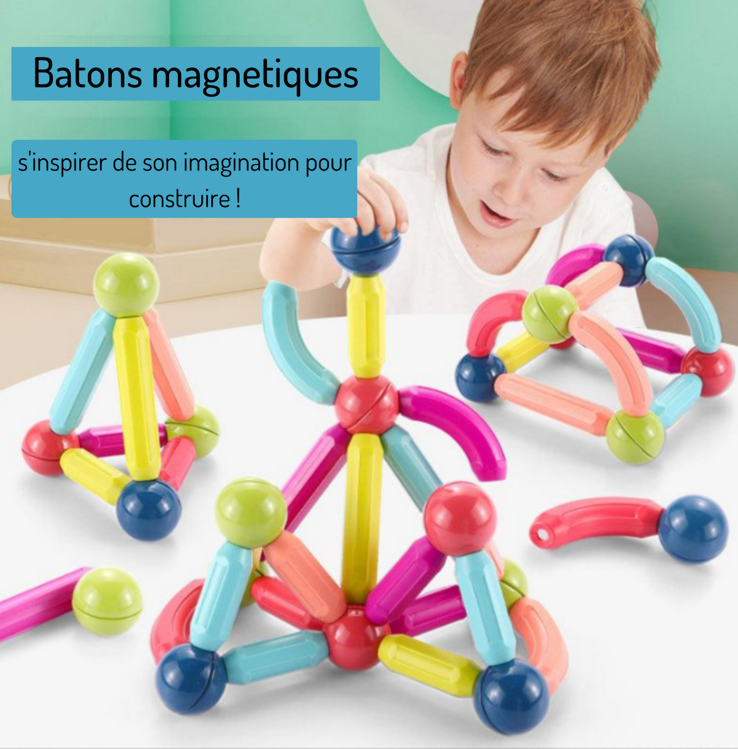 Jeu de bloc contruction magnétique Montessori - Magnetoy™