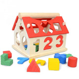 WisdomWood™ Montessori Maison de Tri des Chiffres et Formes (Puzzle en Bois 3D)