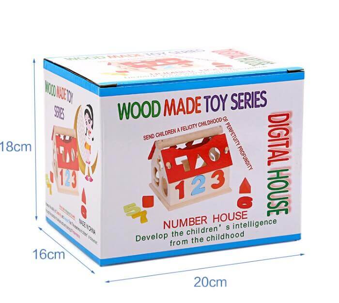 WisdomWood™ Montessori Maison de Tri des Chiffres et Formes (Puzzle en Bois 3D)