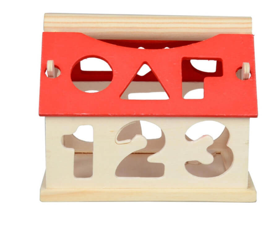 WisdomWood™ Montessori Maison de Tri des Chiffres et Formes (Puzzle en Bois 3D)