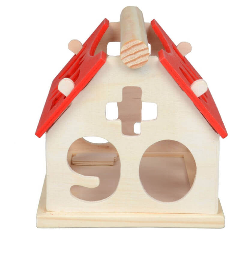 WisdomWood™ Montessori Maison de Tri des Chiffres et Formes (Puzzle en Bois 3D)
