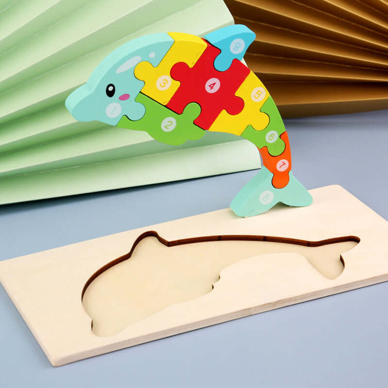BleuSmart™ Puzzle Animal 3D in Legno (Apprendimento Cifre e Forme)