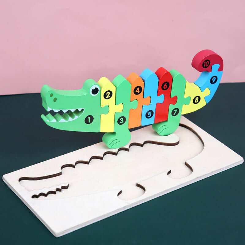 BleuSmart™ Puzzle Animal 3D in Legno (Apprendimento Cifre e Forme)