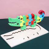 BleuSmart™ Puzzle Animal 3D in Legno (Apprendimento Cifre e Forme)