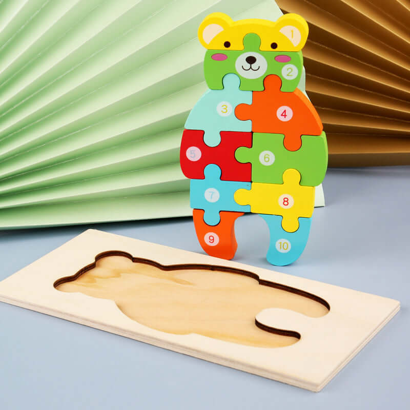 BleuSmart™ Puzzle Animal 3D in Legno (Apprendimento Cifre e Forme)