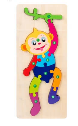 BleuSmart™ Puzzle Animal 3D in Legno (Apprendimento Cifre e Forme)