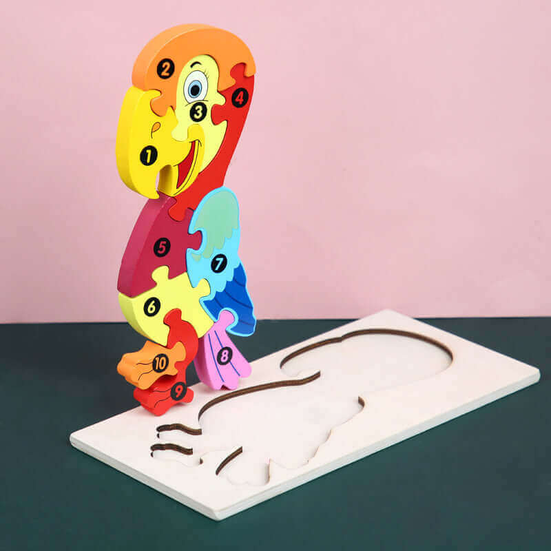 BleuSmart™ Puzzle Animal 3D in Legno (Apprendimento Cifre e Forme)