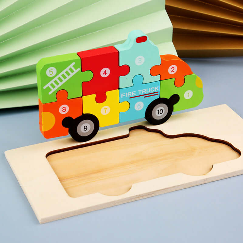 BleuSmart™ Puzzle Animal 3D in Legno (Apprendimento Cifre e Forme)