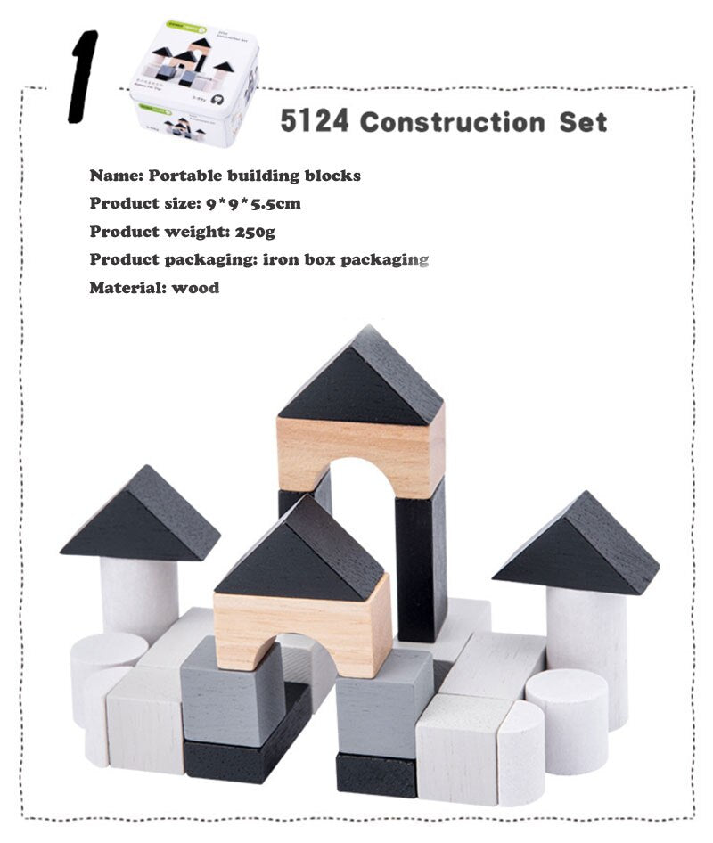 Montessori Travel Puzzle Box (6-in-1 Cognitive Blocks)