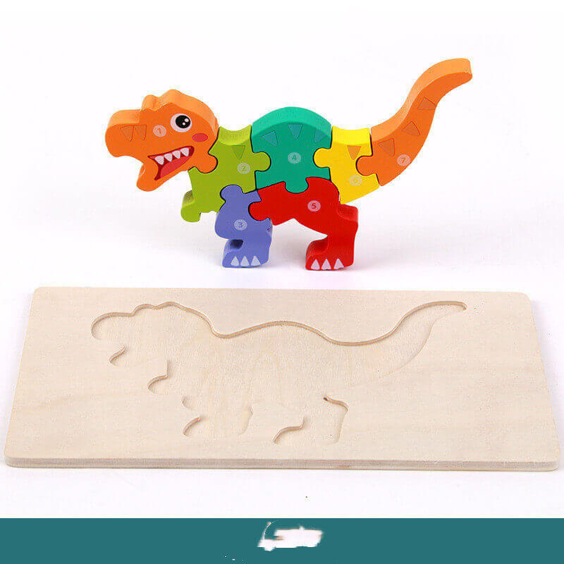Ensemble de Puzzle 3D en Bois Dinosaure (6 Pièces Montessori Jouet STEM)