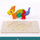 Ensemble de Puzzle 3D en Bois Dinosaure (6 Pièces Montessori Jouet STEM)