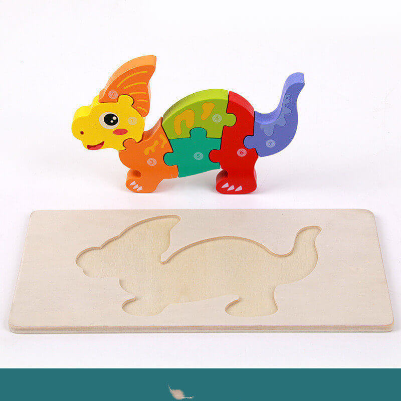 Ensemble de Puzzle 3D en Bois Dinosaure (6 Pièces Montessori Jouet STEM)
