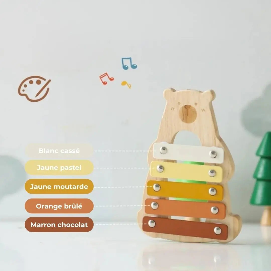 HappyBear™ 5-Note Wooden Xylophone for Babies