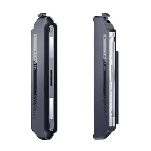 Adaptateur joycon switch 1 vers switch 2 avec étui tablette rgbxpad noir avec accents argentés et panneaux grip texturés