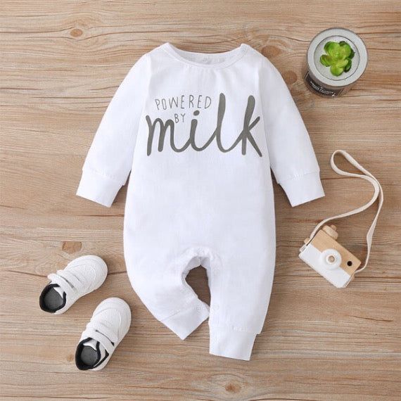 Soft cotton romper with alphabet print (Concealed snaps)