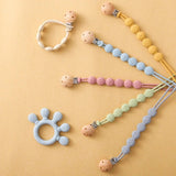 Teething ring and pacifier clip - Blue Grey Green