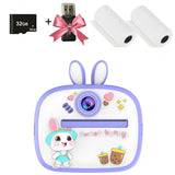 Appareil photo instantané pour enfant violet et blanc avec oreilles de lapin et personnage lapin mignon sweet bunny