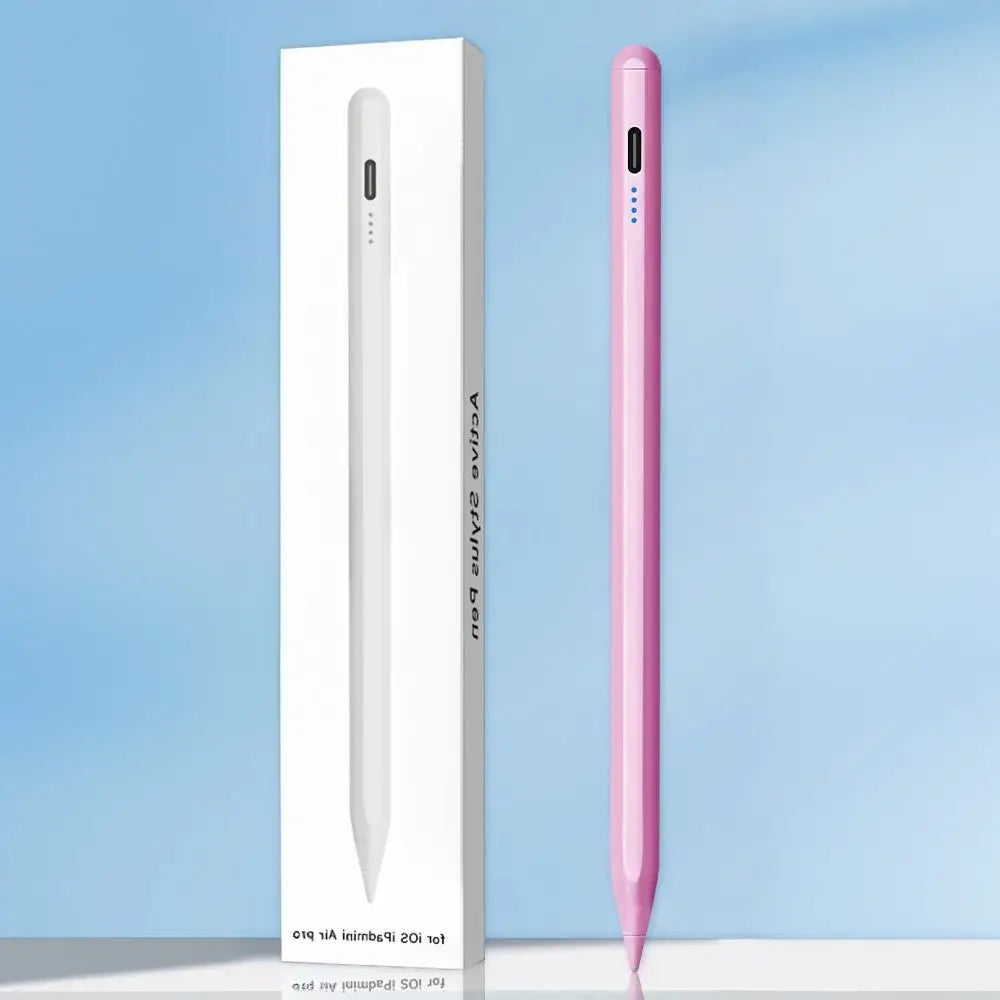 Stylet emtra apple pencil ipad 2018-2023 rose avec finition lisse et port de charge usb-c près du sommet