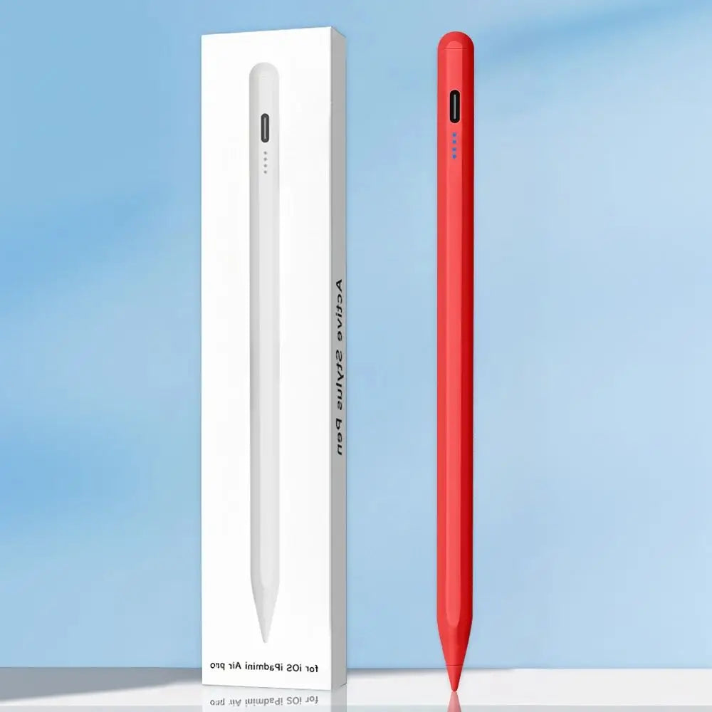 Stylet emtra apple pencil ipad rouge à finition mate avec port de charge usb-c pour ipad 2018-2023