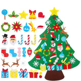 Arbre de noël en feutre vert avec décoration murale colorée pour un noël traditionnel convivial et ludique