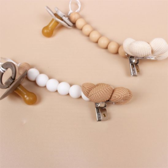 Silicone bead pacifier clip in beige - Esther Baby
