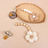 Silicone bead pacifier clip in beige - Esther Baby