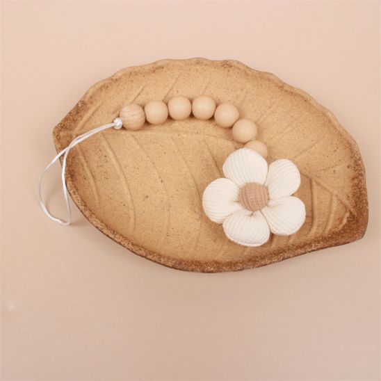 Silicone bead pacifier clip in beige - Esther Baby