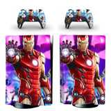 Autocollant ps5 fat disque iron man avec skins rouges et or armure rouge pour console et manette playstation 5