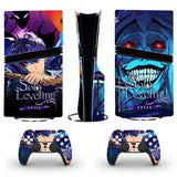 Autocollant ps5 pro solo leveling arise bleu et violet avec decalcomanies anime pour console et manettes playstation 5