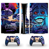 Vibrant blue and purple solo leveling arise vinyl autocollant ps5 slim disc set for console and dualsense controllers